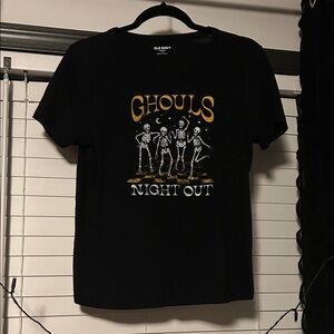 Old Navy Black Tee with Gold 'Ghouls Night Out' Design